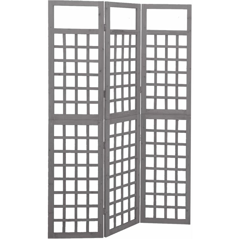 

Biombo/Enrejado de 3 paneles madera maciza abeto gris 121x180cm
