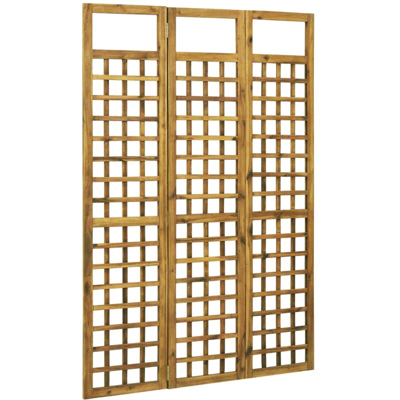 

Biombo/Enrejado de 3 paneles madera maciza de acacia 120x170cm - Marrón - Vidaxl