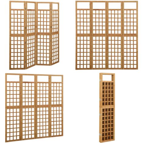 Biombo/Enrejado de 4 paneles madera maciza de abeto 161x180 cm - Enrejado de madera - Divisor de habitación
