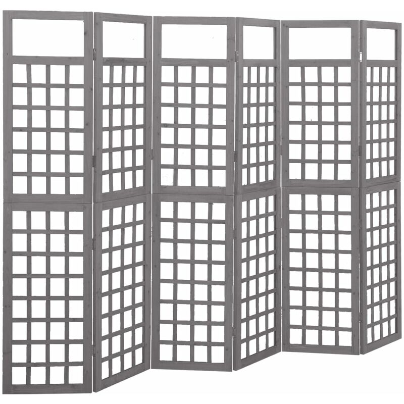 

Biombo/Enrejado de 6 paneles madera de abeto gris 242,5x180 cm