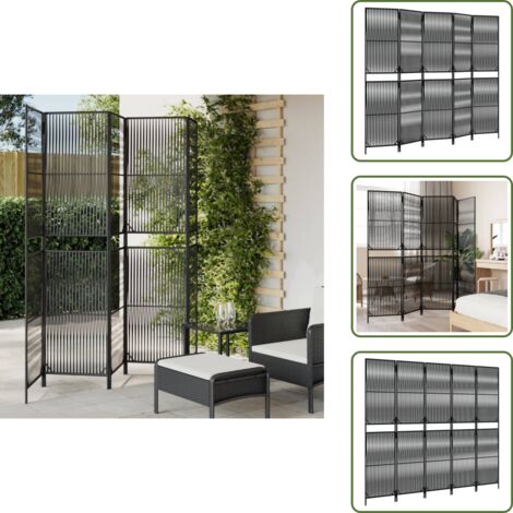 Biombo exterior - vidaXL Biombo de 5 paneles ratán sintético negro - Biombo para dormitorio