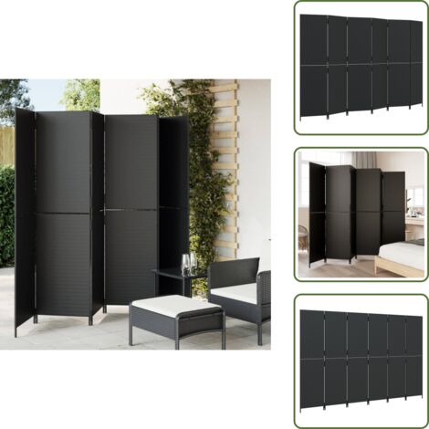 Biombo exterior - vidaXL Biombo de 6 paneles ratán sintético negro - Biombo interior