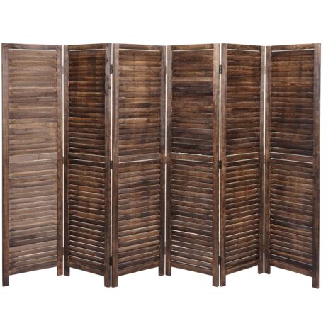 Biombo HHG-640, biombo separador de ambientes, aspecto shabby vintage, 170x243cm, marrón