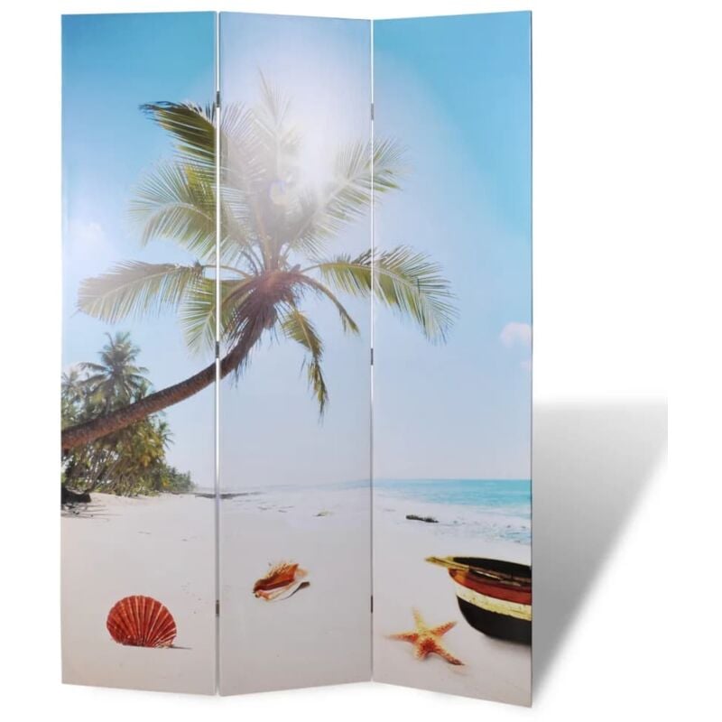

vidaXL Biombo PanTalla Divisor Separador Espacios con Foto de Playa 120x170 cm - Multicolor