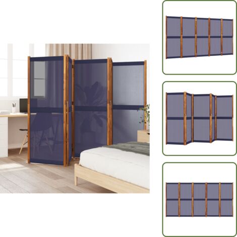 Biombo interior - vidaXL Biombo divisor de 5 paneles azul oscuro 350x180 cm - Biombo decorativo