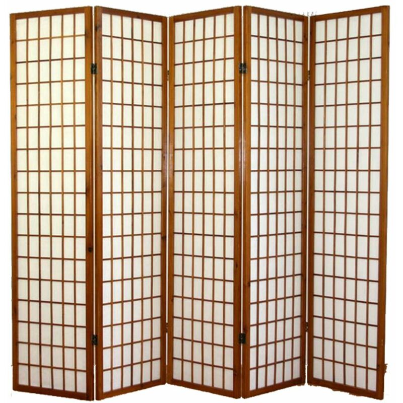 

Biombo japonés Shoji de madera color castaño oscuro de 5 paneles