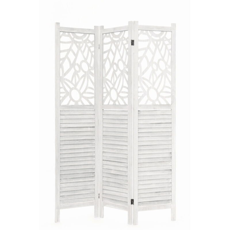 

Biombo mampara de separación en madera de pino, diseño MARSELLA blanco, Herdasa - Blanco