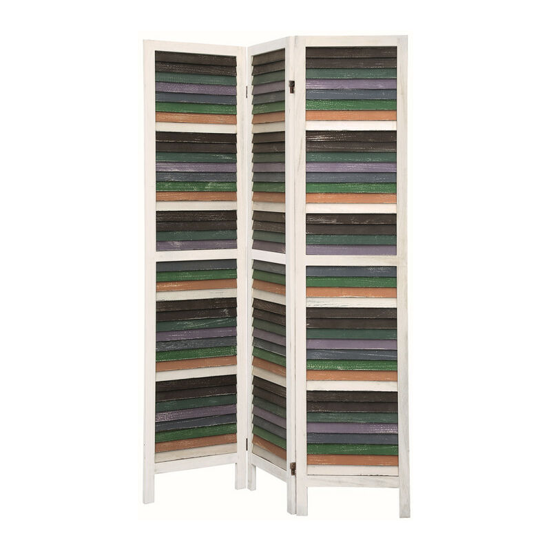 

Herdasa - Biombo mampara de separación en madera de pino multicolor, diseño PROVENZA blanco Blanco