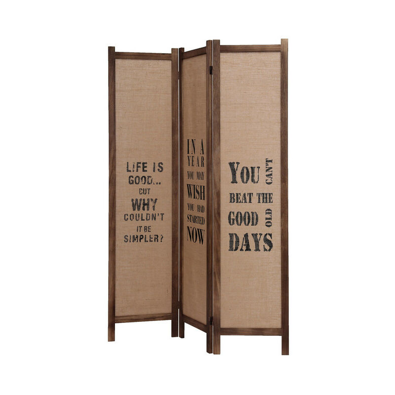 

Biombo mampara de separación en madera de pino y arpillera, diseño ORGANICS nogal, Herdasa - nogal