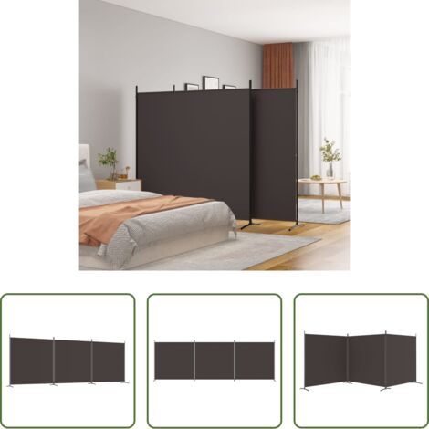 Biombo marrón -  Biombo divisor de 3 paneles de tela marrón 525x180 cm