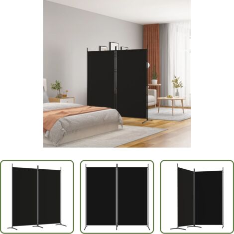 Biombo negro -  Biombo divisor de 2 paneles de tela negro 175x180 cm