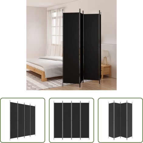 Biombo negro -  Biombo divisor de 4 paneles de tela negro 200x220 cm