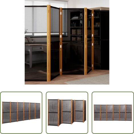Biombo negro -  Biombo divisor de 6 paneles negro 420x180 cm