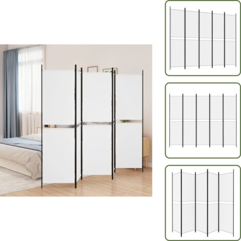 Biombo para dormitorio - vidaXL Biombo divisor de 5 paneles de tela blanco 250x200 cm - Biombo para salón