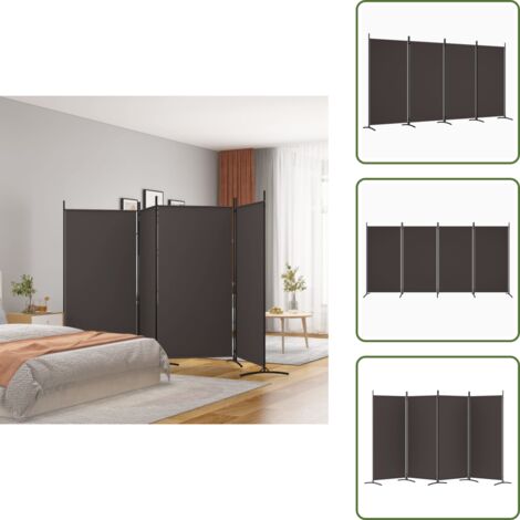 Biombo para salón - vidaXL Biombo divisor de 4 paneles de tela marrón 346x180 cm - Biombo plegable