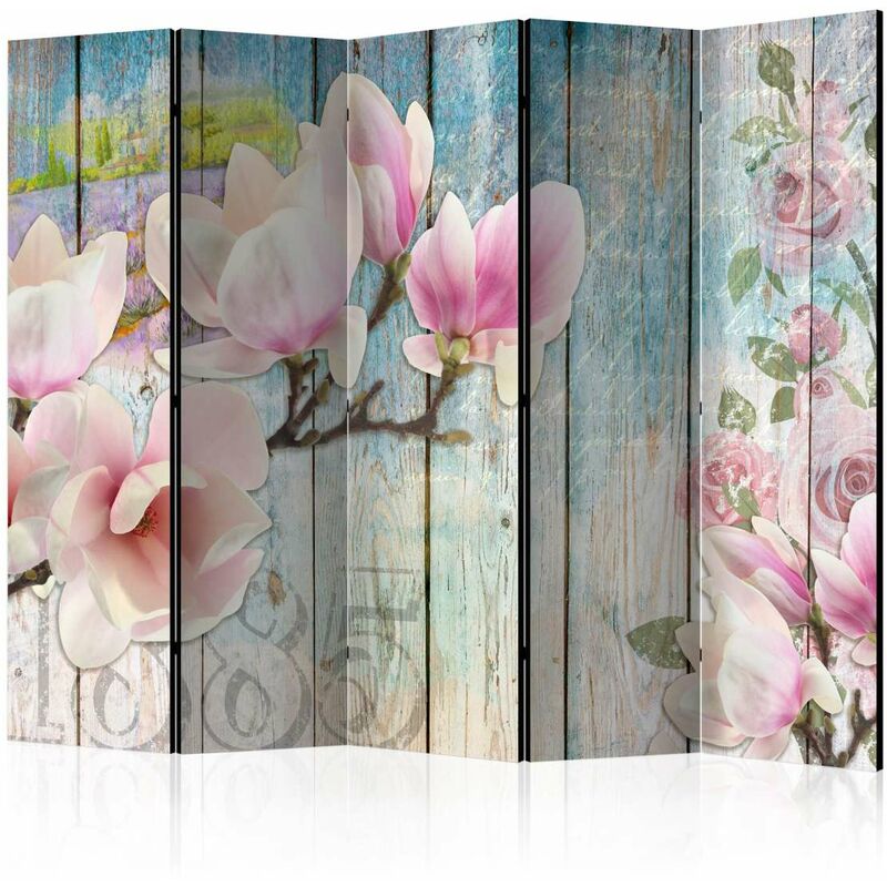 

Biombo - Pink Flowers on Wood II [Room Dividers] Medidas 225X172