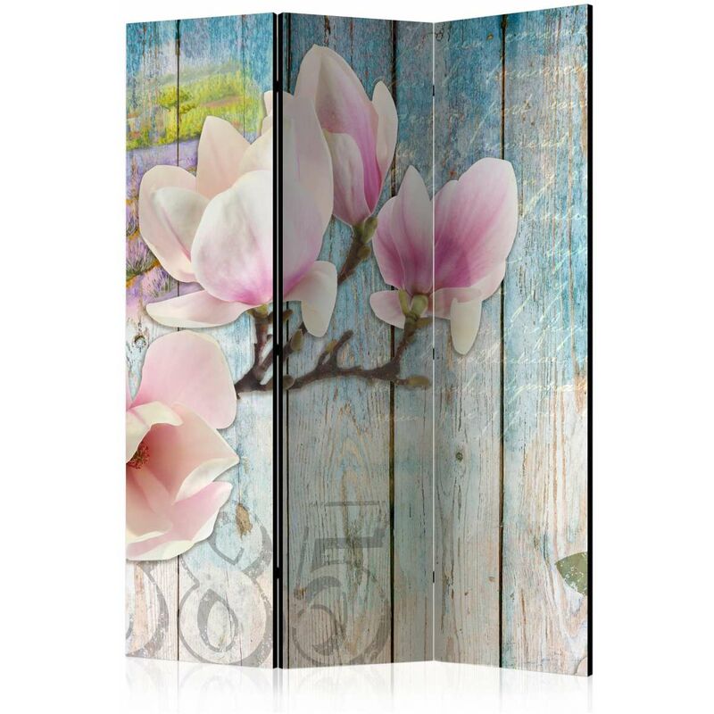 

Biombo - Pink Flowers on Wood [Room Dividers] Medidas 135X172