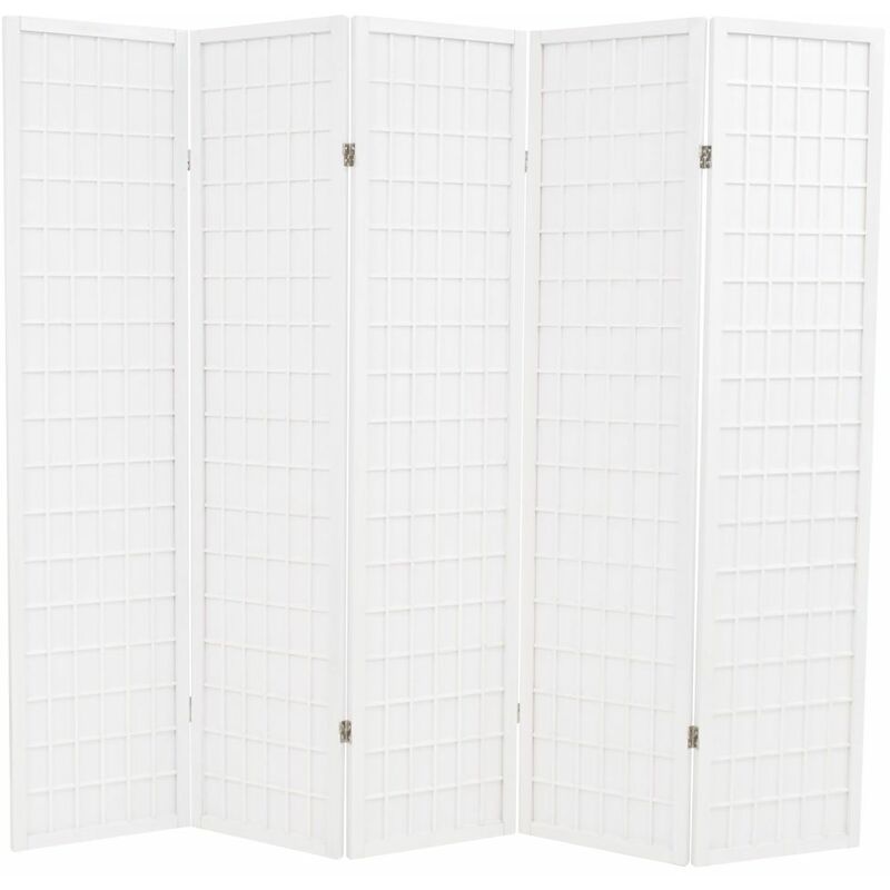 

Biombo plegable 5 paneles estilo japones 200x170 cm blanco