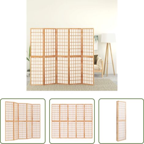 Biombo plegable -  Biombo plegable con 5 paneles estilo japonés 200x170 cm
