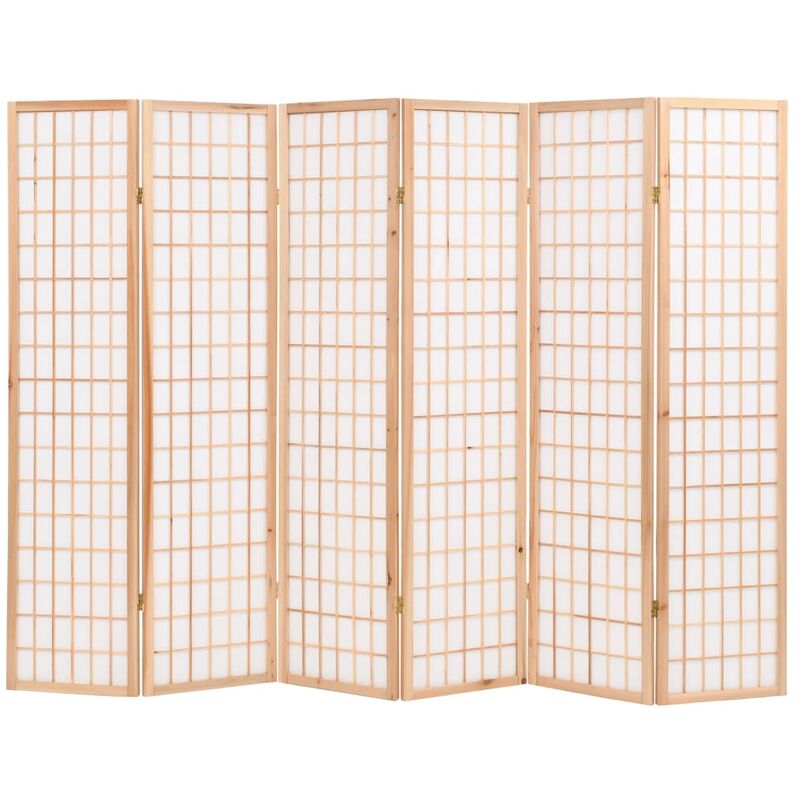 

Biombo Plegable Estilo Japonés con 6 Paneles 240x170 cm Natural - Blanco - Vidaxl