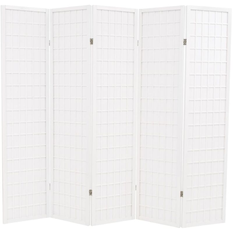 

Biombo Plegable Estilo Japonés con 5 Paneles 200x170 cm Blanco - Blanco - Vidaxl