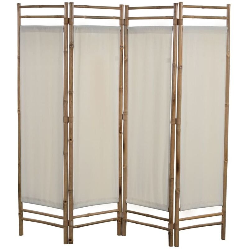 

Biombo plegable con 4 paneles 160 cm bambú lona - Crema