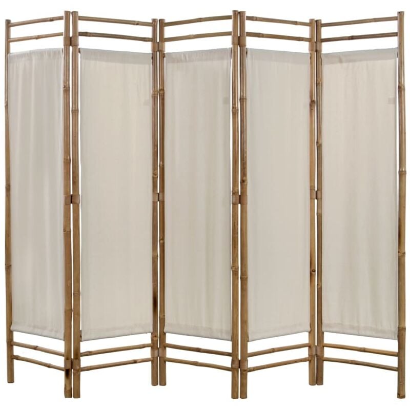 

Biombo Plegable Bambú Lona con 5 Paneles 200 cm - Crema - Vidaxl