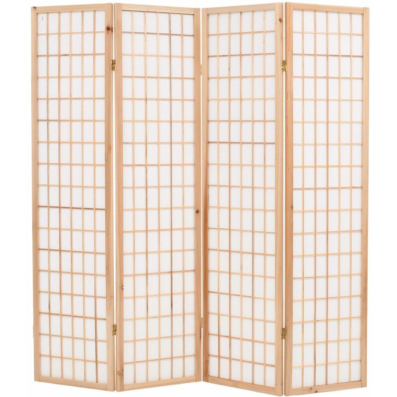 

Biombo plegable con 4 paneles estilo japonés 160x170 cm natural