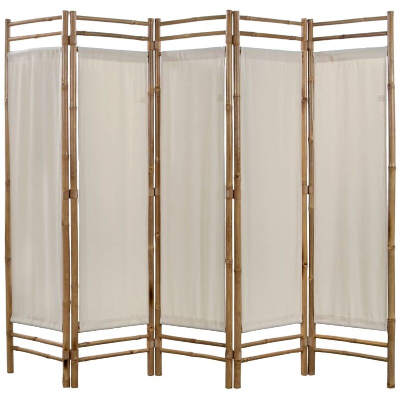 

Biombo plegable con 5 paneles 200 cm bambú lona - Crema