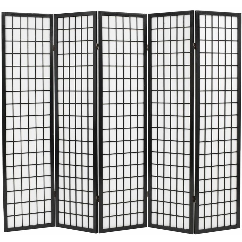 

Biombo plegable con 5 paneles estilo japonés 200x170 cm negro - Negro