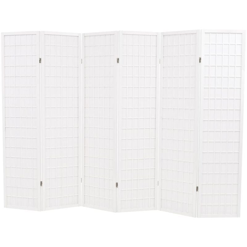 

Biombo plegable con 6 paneles estilo japonés 240x170 cm blanco - Blanco