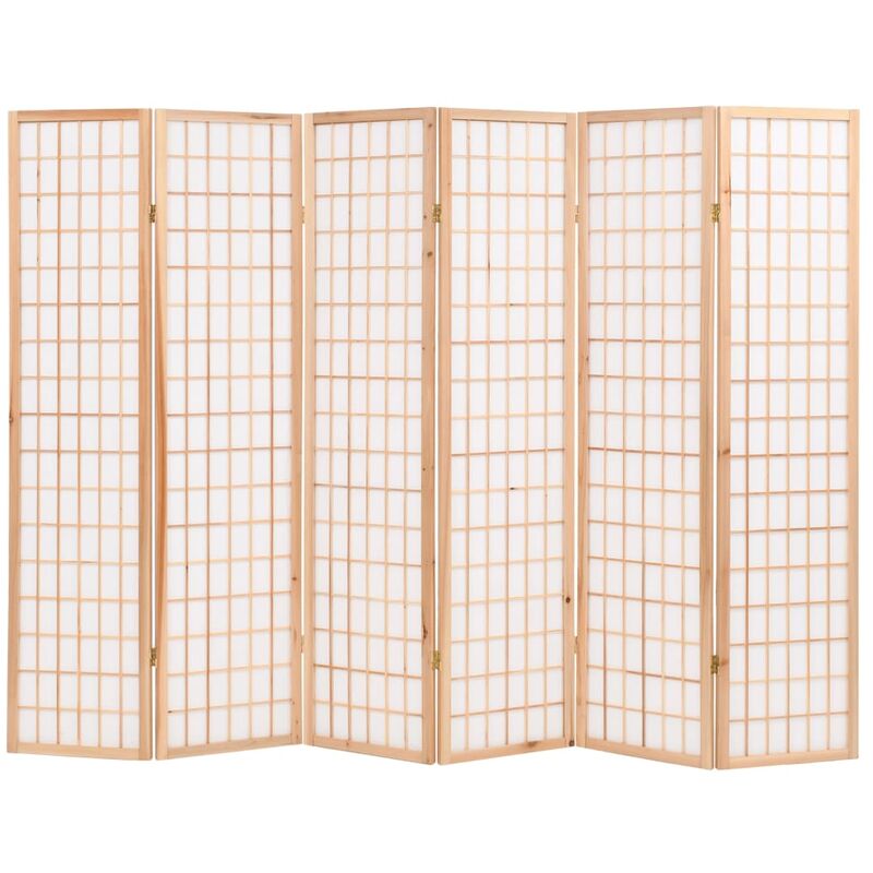 

Biombo plegable con 6 paneles estilo japonés 240x170 cm natural - Marrón