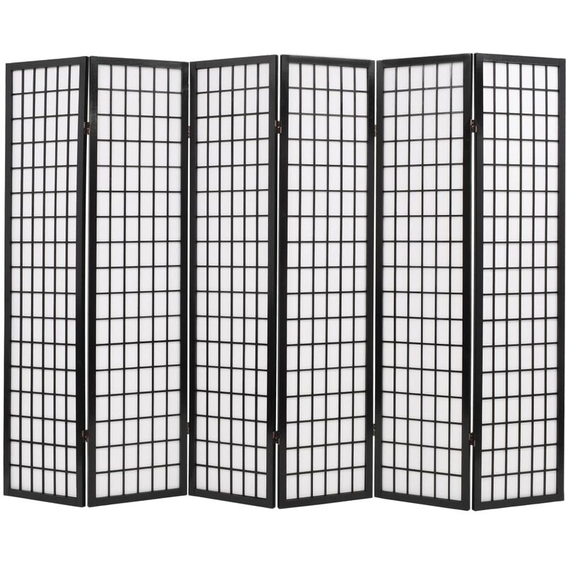 

Biombo plegable con 6 paneles estilo japonés 240x170 cm negro - Negro