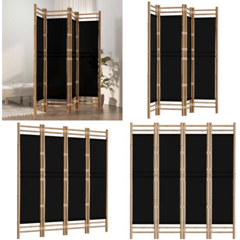 Biombo plegable de 4 paneles bambú y lona 160 cm - Biombo bambú - Separador de ambientes