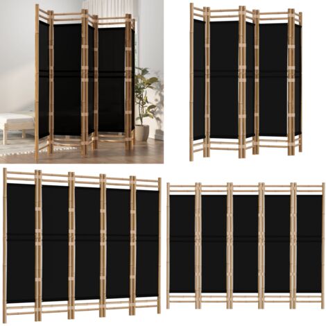 Biombo plegable de 5 paneles bambú y lona 200 cm - Biombo de bambú - Separador de ambientes