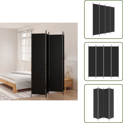 Biombo plegable - vidaXL Biombo divisor de 4 paneles de tela negro 200x220 cm - Biombo para dormitorio