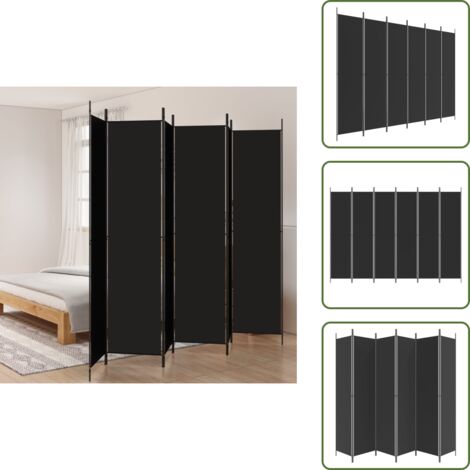 Biombo plegable - vidaXL Biombo divisor de 6 paneles de tela negro 300x220 cm - Separador de ambientes