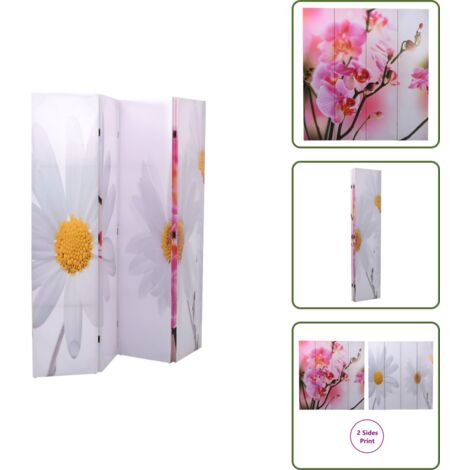 Biombo plegable - vidaXL Biombo divisor plegable 160x170 cm flores - Biombo habitación