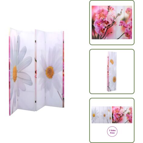 Biombo plegable - vidaXL Biombo divisor plegable 200x170 cm flores - Biombo habitación