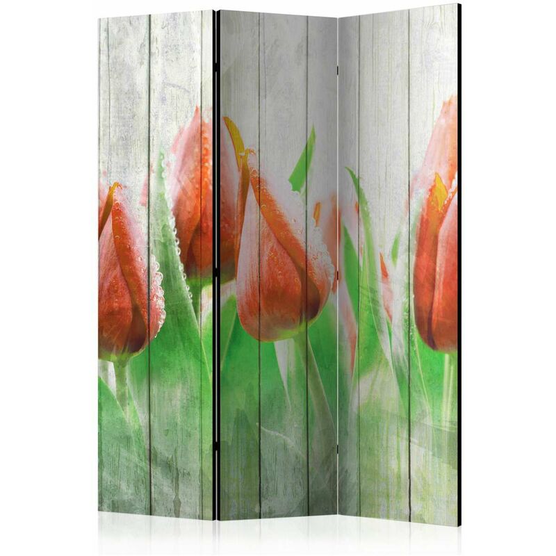 

Biombo - Red tulips on wood [Room Dividers] Medidas 135X172