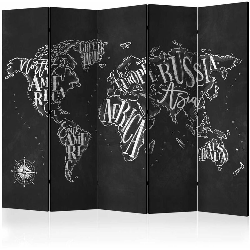 

Biombo - Retro Continents (Black) II [Room Dividers] Medidas 225X172