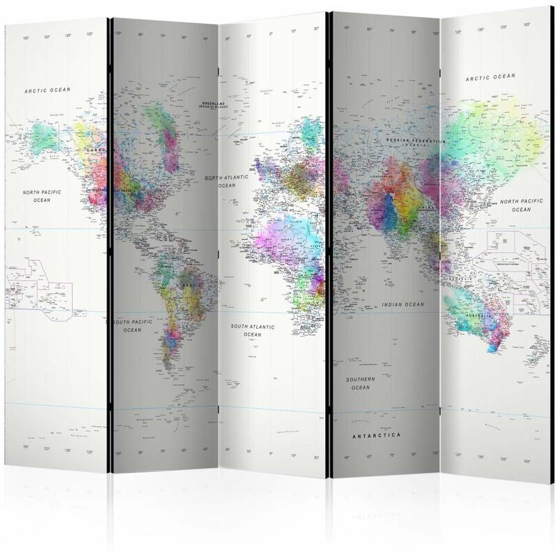 

Biombo - Room divider  White-colorful world map Medidas 225X172
