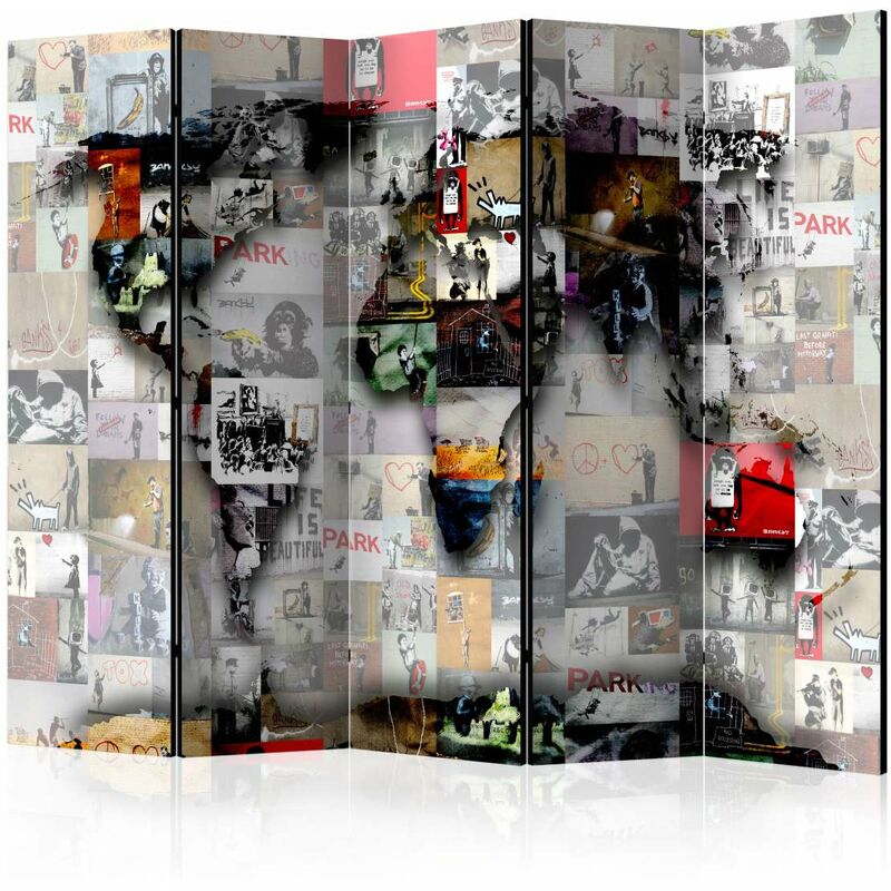 

Biombo - Room divider  World map  Banksy Medidas 225X172