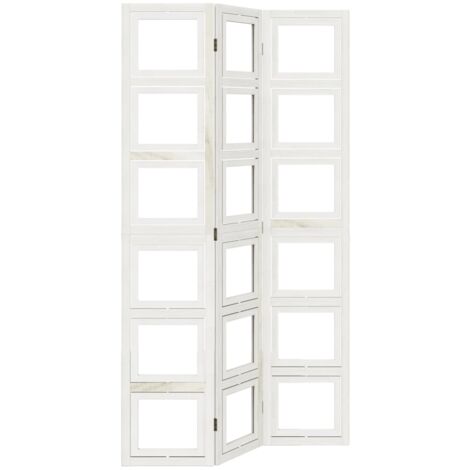 Biombo separador de 3 paneles madera maciza Paulownia blanco vidaXL
