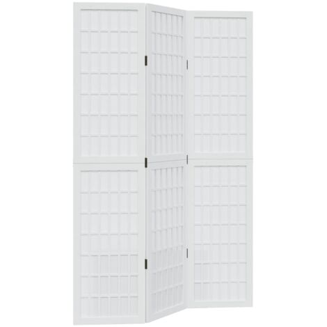 Biombo separador de 3 paneles madera maciza Paulownia blanco vidaXL