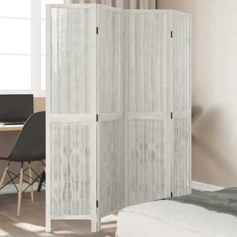 Biombo separador de 4 paneles madera maciza Paulownia