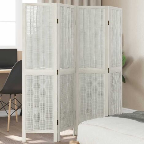 Biombo separador de 4 paneles madera maciza Paulownia