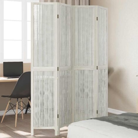 Biombo separador de 4 paneles madera maciza Paulownia
