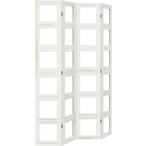 Biombo separador de 4 paneles madera maciza Paulownia blanco vidaXL