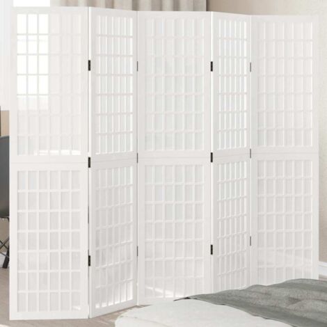 Biombo separador de 5 paneles madera maciza Paulownia
